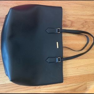 White black brand black tote bag